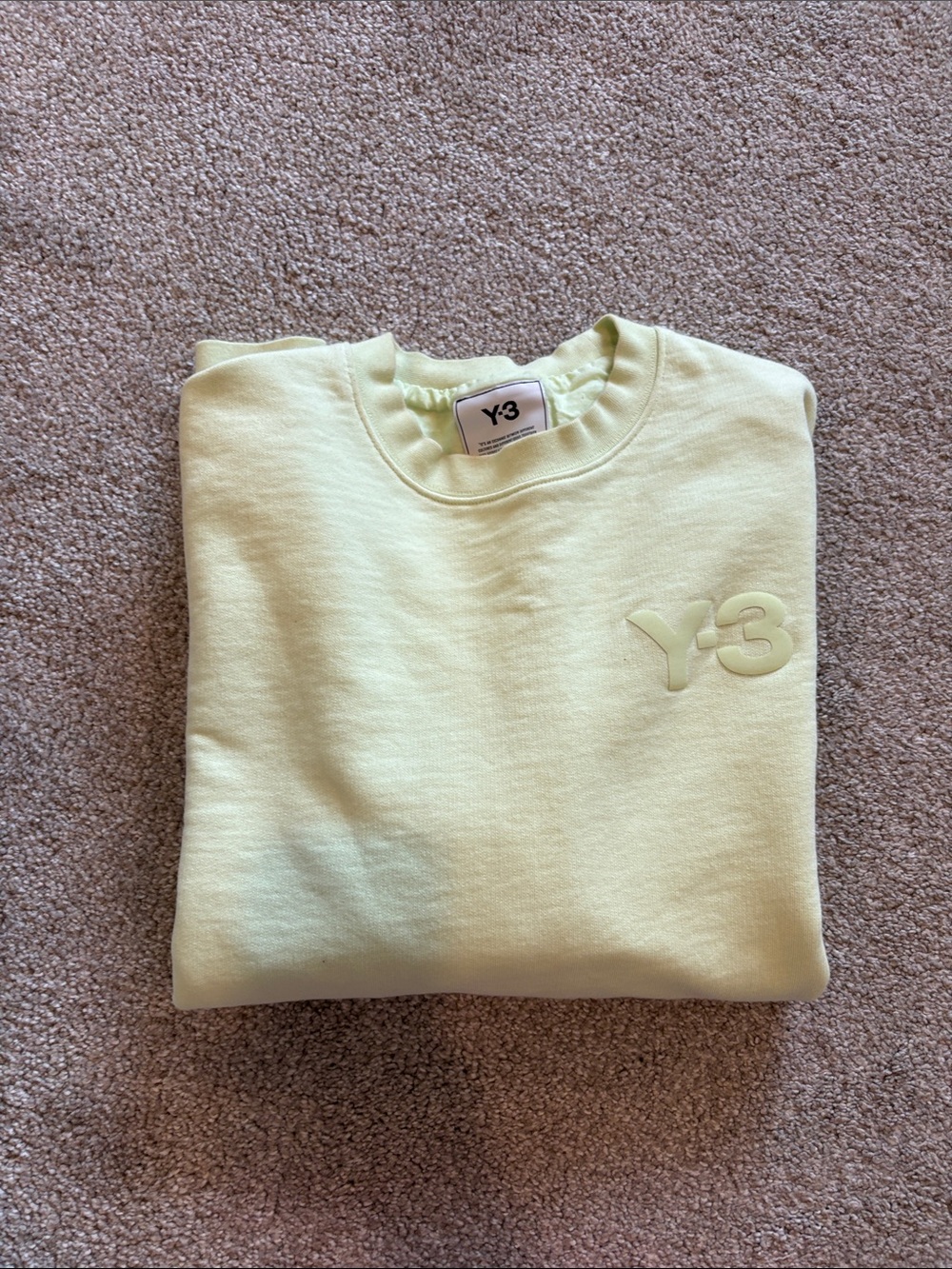 Adidas Y-3 Men’s Light Yellow Crewneck Sweatshirt- Size S